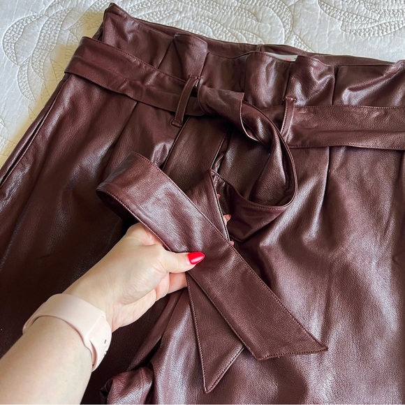 NWT - Commando - Faux Leather Paperbag Pants - Oxblood - Picture 5 of 13